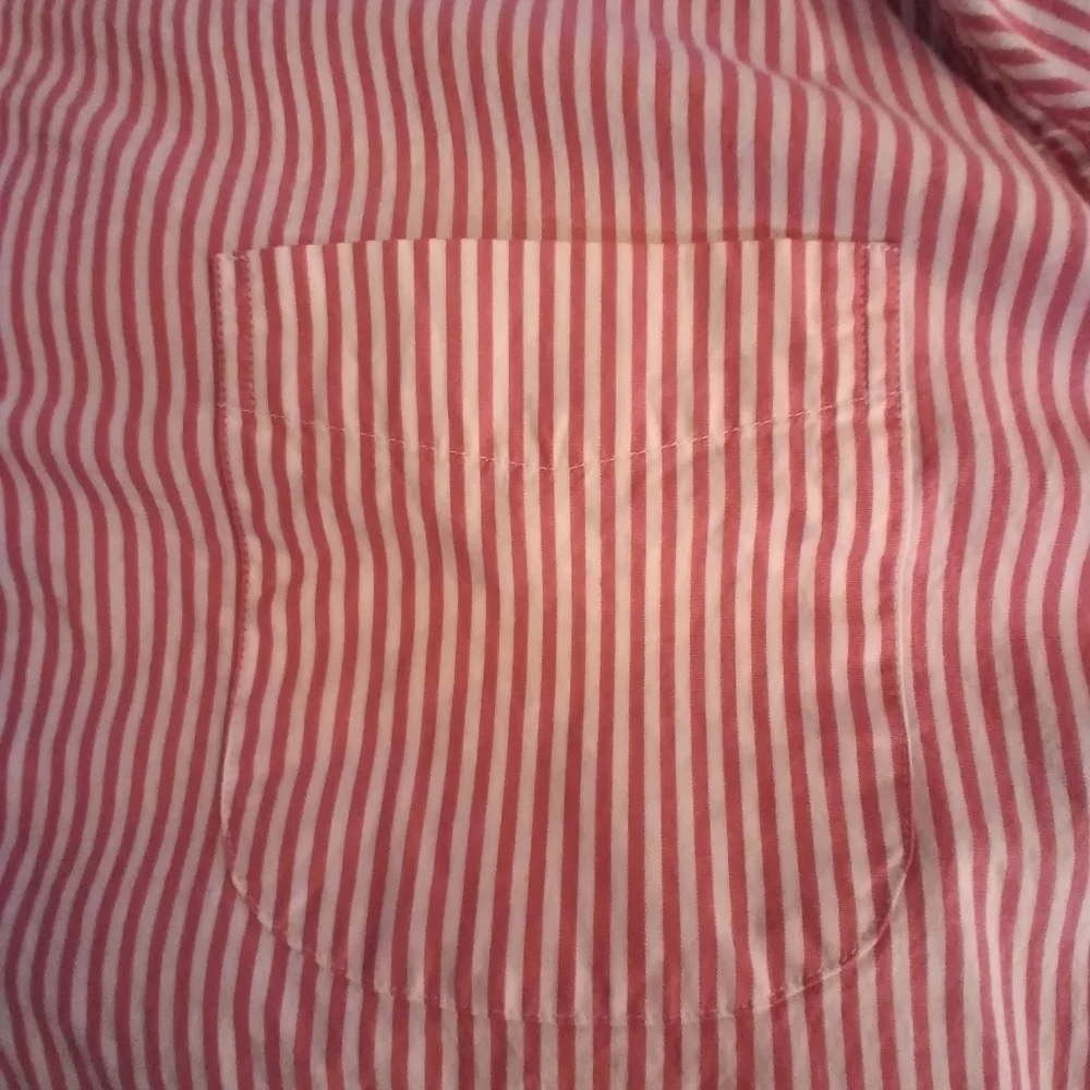 J. Crew Mens Slim Red & White Stripe Button Down Shirt Size XXL Workwear